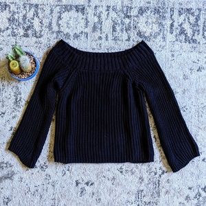 Philosophy Off the Shoulder Blue Sweater Chunky